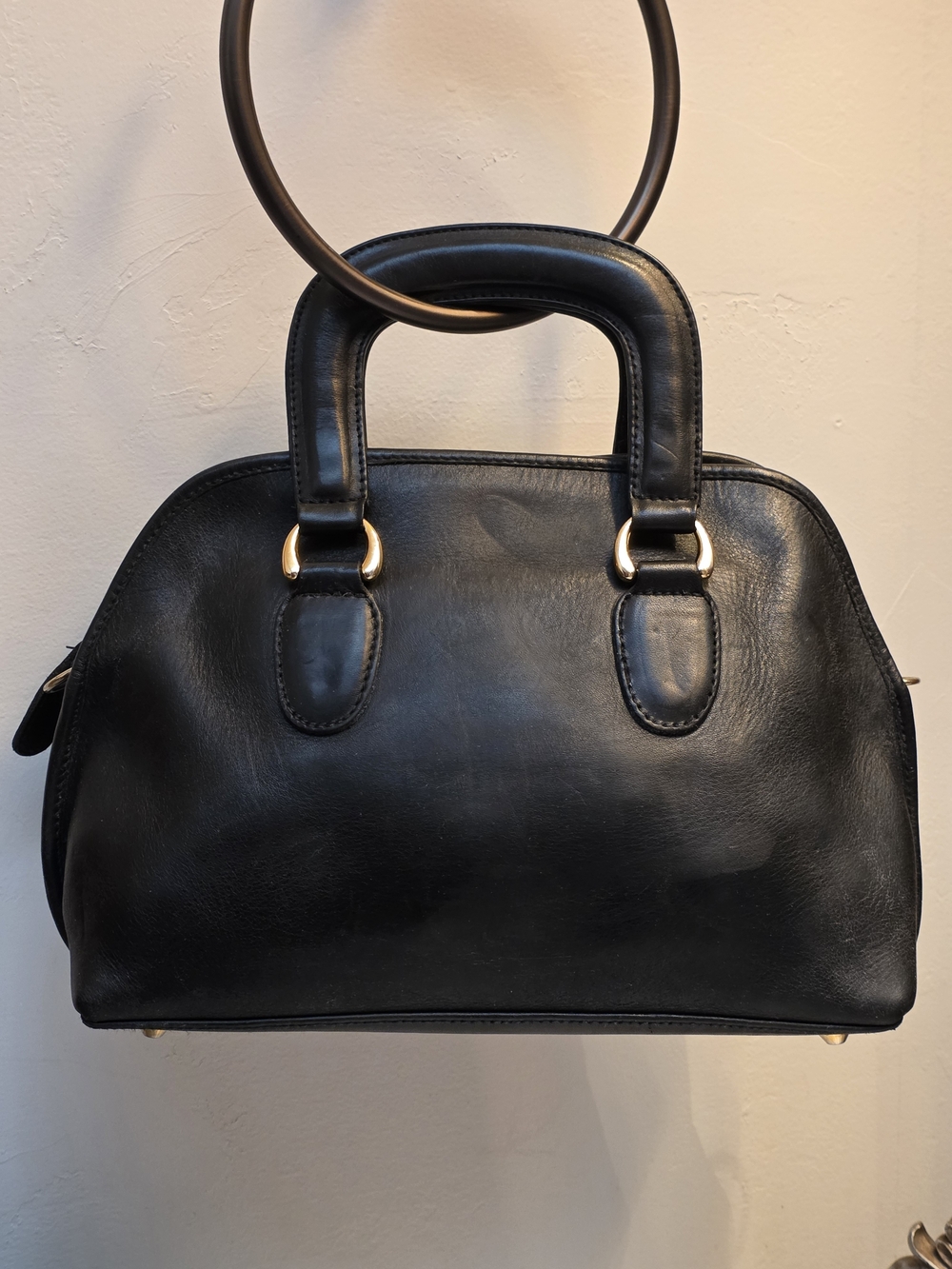 Vintage Black Leather Top-Handle doctors bag